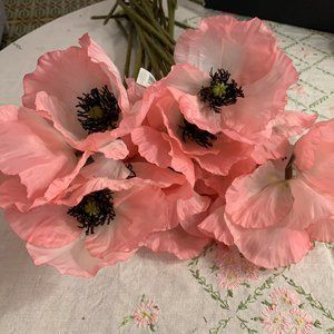 18 Pink Silk Poppies